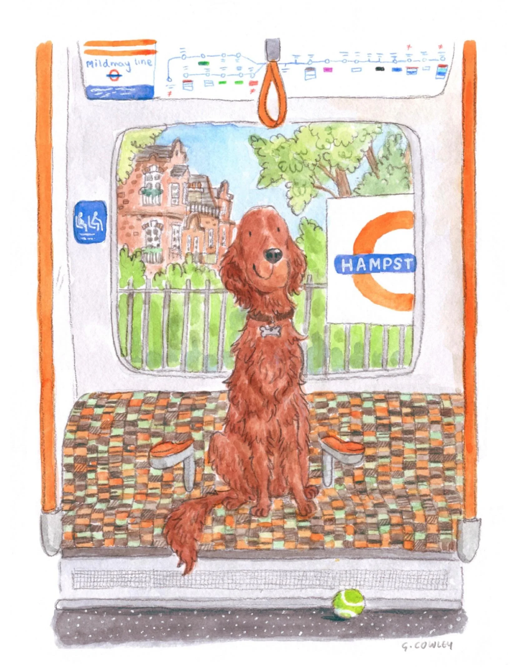 One of my favourite pet portraits from this year! The seat pattern was so fun! Starting to get Christmas present commissions for this year, message me if you are an organised bean and want a discount! 
❤️
#etsyuk #petportrait #illustratedpet #londoni