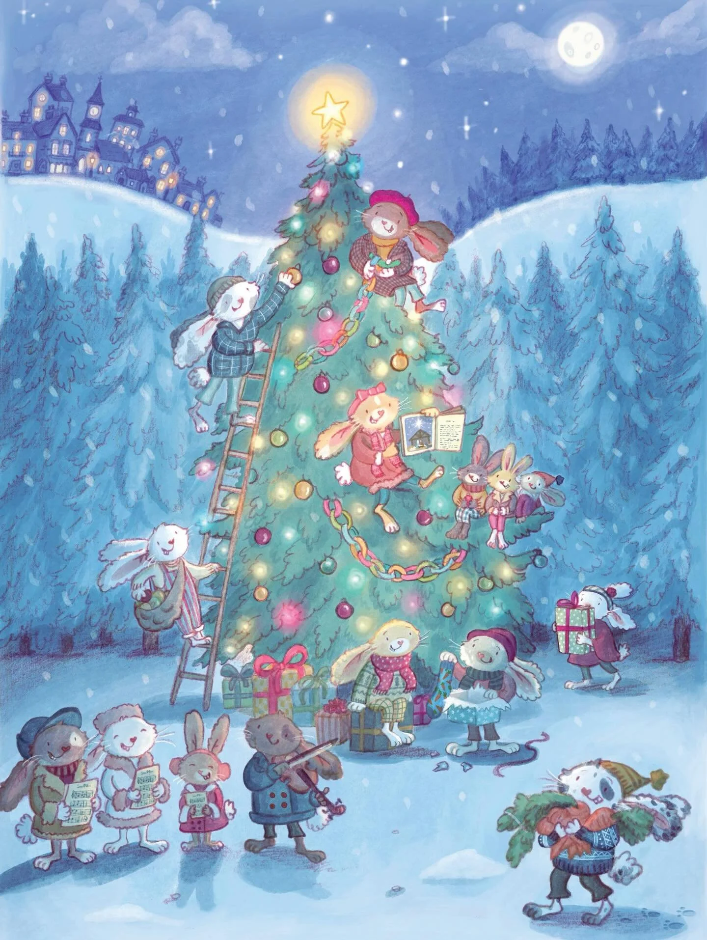 Merry Christmas everyone! This has been a very special year for me and I think this picture sums it up nicely; music and laughter and collaboration and so much love! 
#christmasillustration #kidlitart #bunnies #procreate