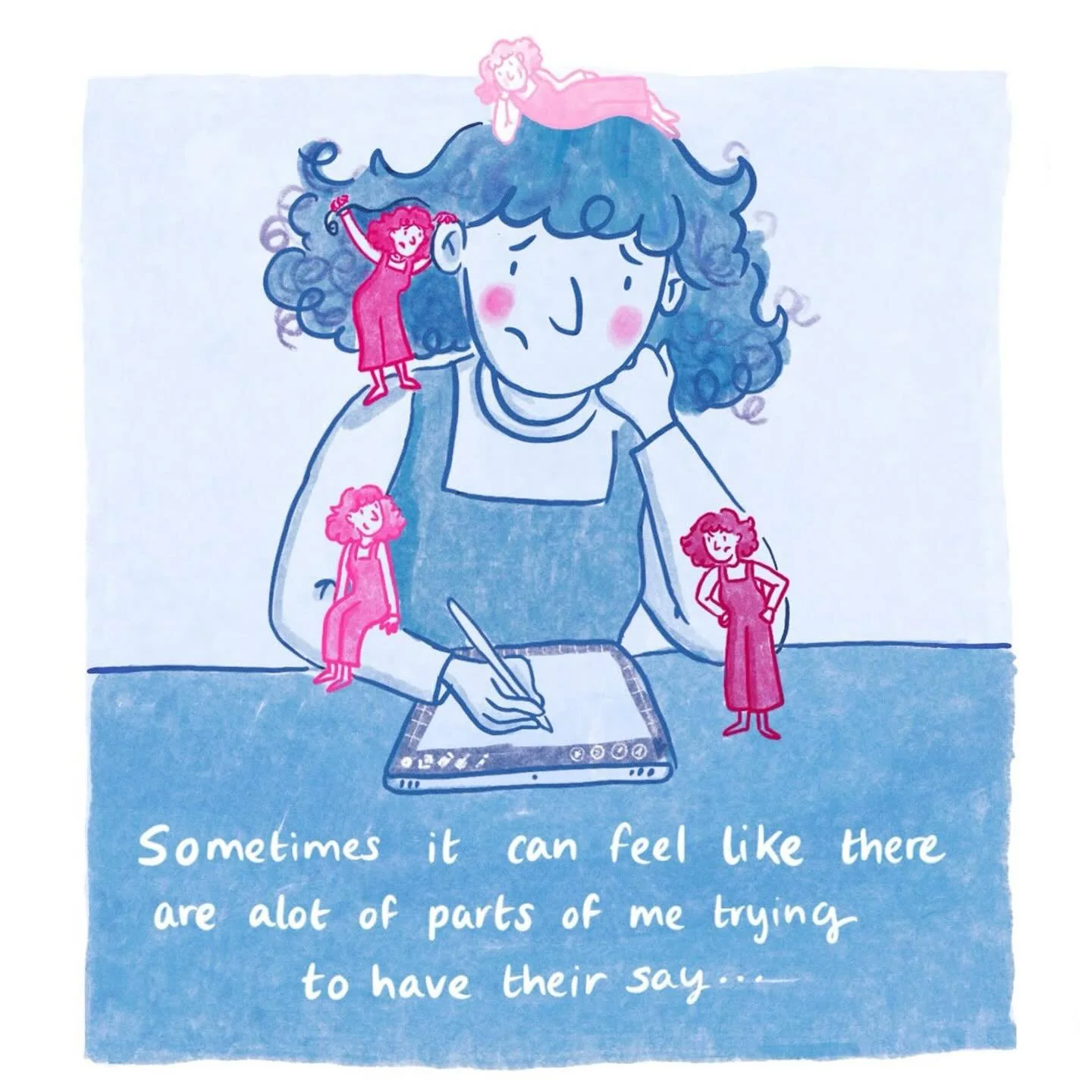 A comic I started last year but only just got round to finishing. The last few years I&rsquo;ve been working on trying to accept and love all parts of me. I&rsquo;m learning to appreciate that they all have a purpose; a way they are trying to keep me