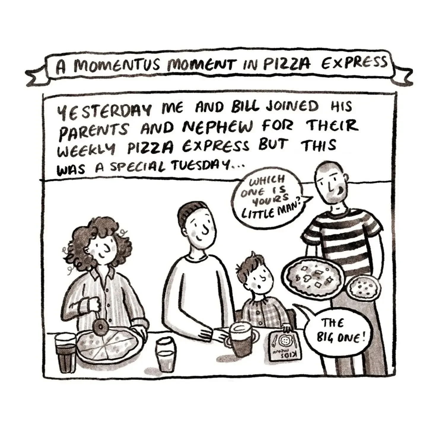 A diary comic recording a special moment from a few weeks ago. 
I've started @janeporterillustrator 's comic course and (like last time) finding it very fruitful and inspiring- really recommend it if you're feeling stuck or just wanna try something n