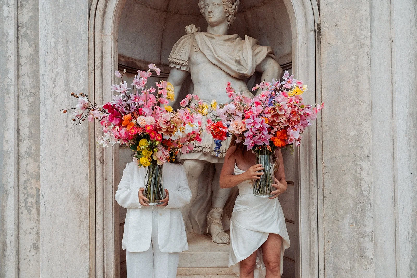 Romantic gay wedding at Vandeli Gardens. 