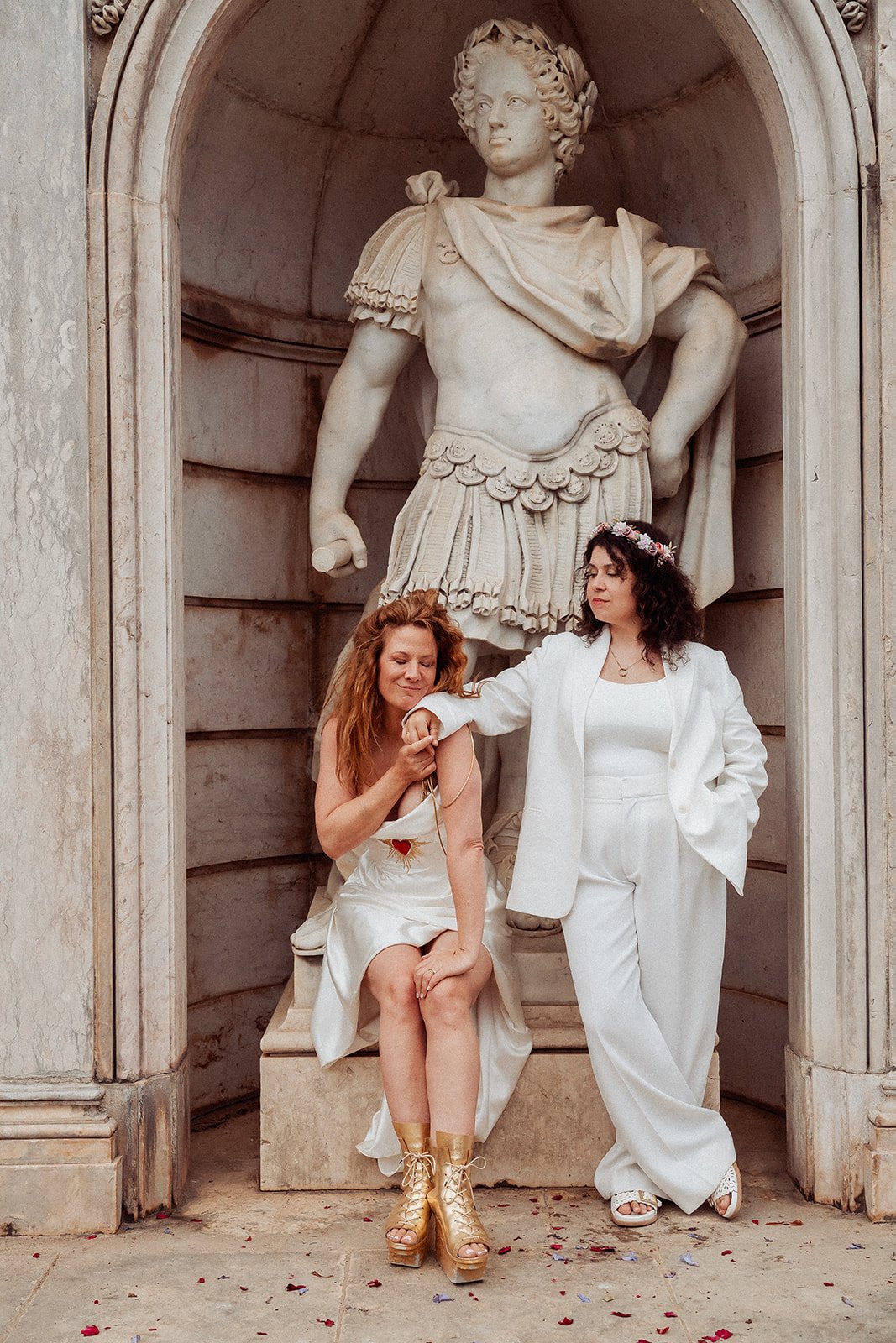 Romantic gay wedding at Vandeli Gardens. 