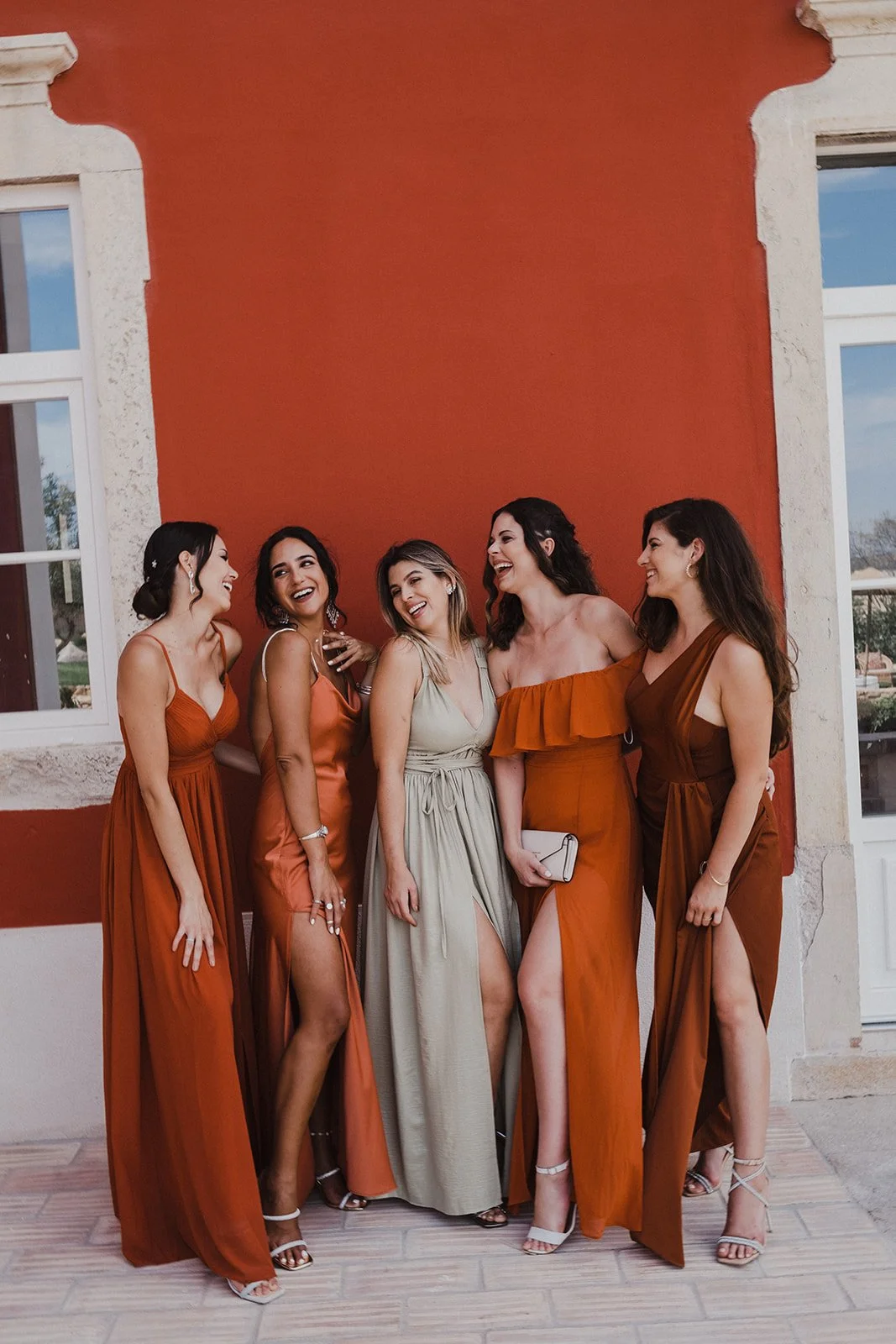 Candid moment of bridesmaids.