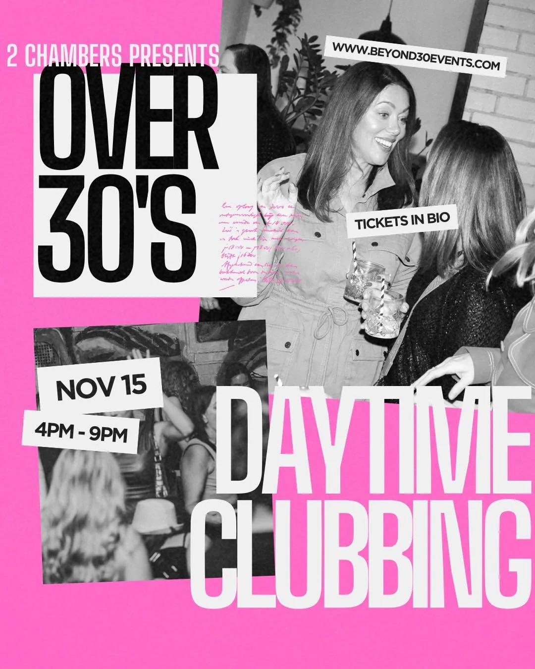 over 30&rsquo;s daytime clubbing hits 2 chambers&hellip; 

🕺🏼80&rsquo;s, 90&rsquo;s &amp; 2000&rsquo;s anthems 
🪩 no kids, no late nights just good vibes
✨get your early bird tickets now 

link in bio for more info &amp; to purchase tickets 

** h
