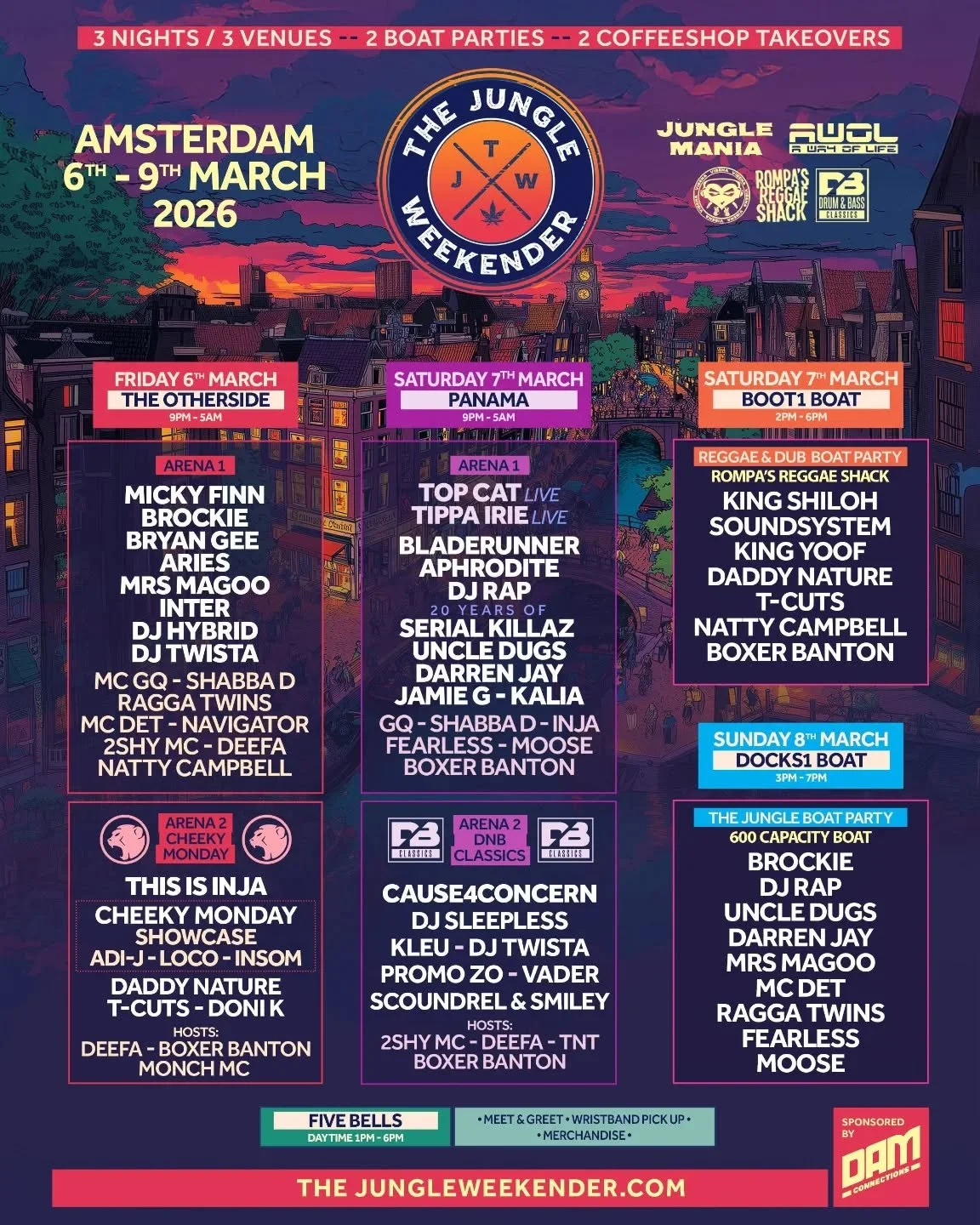 @thejungleweekender returns to Amsterdam this March 🇳🇱🔥

Join the @cheeky_monday family on Friday night at @the.other_side.nl as we take over Arena 2 with This Is Inja + our residents Adi-J, Loco &amp; Insom 💥

If you love Jungle, Drum &amp; Bass