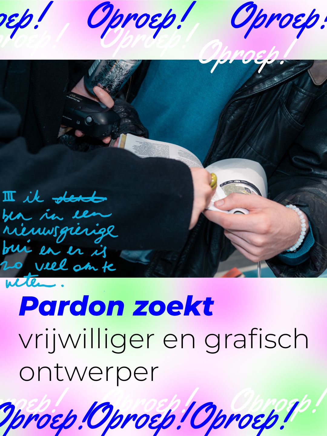 Pardon zoekt vrijwilliger en grafisch ontwerper.