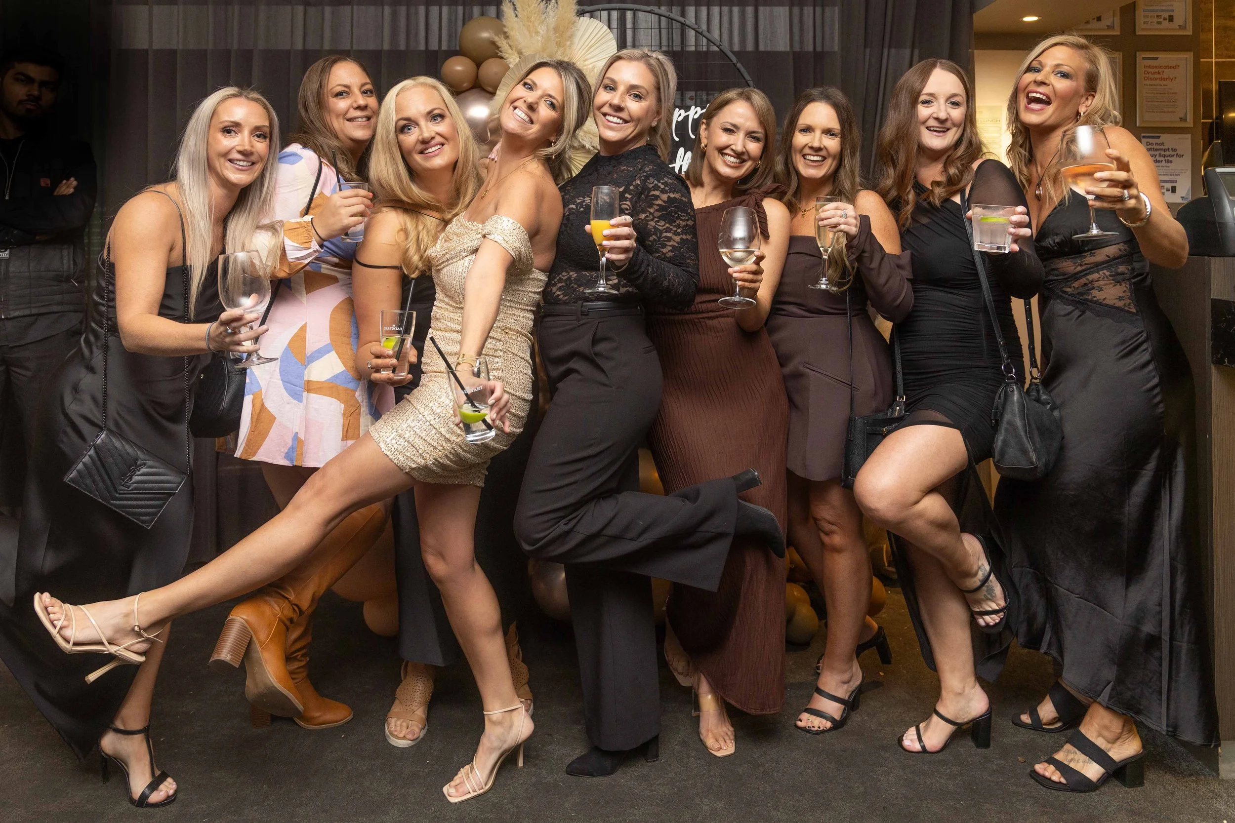 A group shot of girls celebrating a 40th birthday