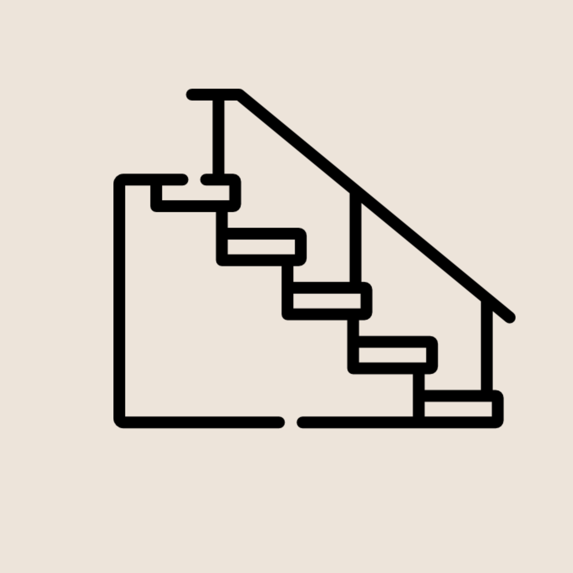 Outline drawing of a staircase with a handrail