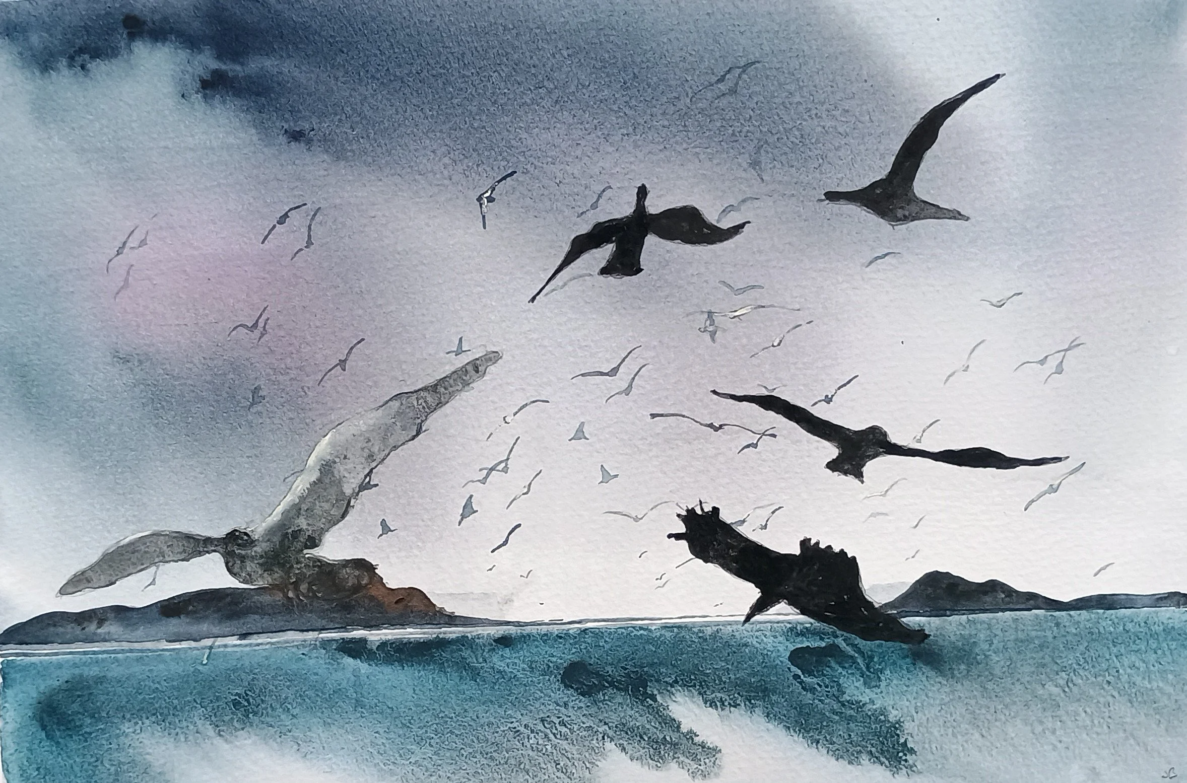 "I want your chips" watercolour 26 x 36cms £300