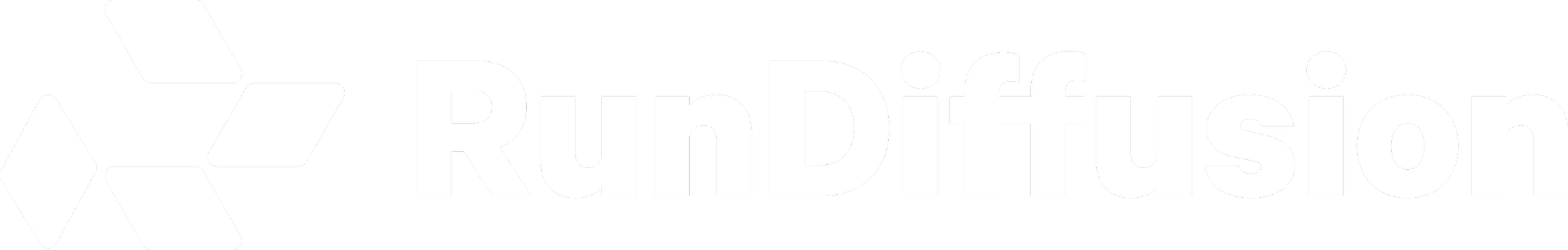 RunDifussion logo in black and white with stylized geometric design