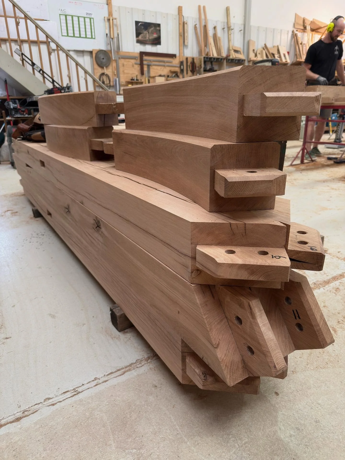Progress this week in the workshop. Stacking up the parts readying for frame day. 
At Norfolk Post & Beam we limit site work with careful preparation. It’s all about the prep.