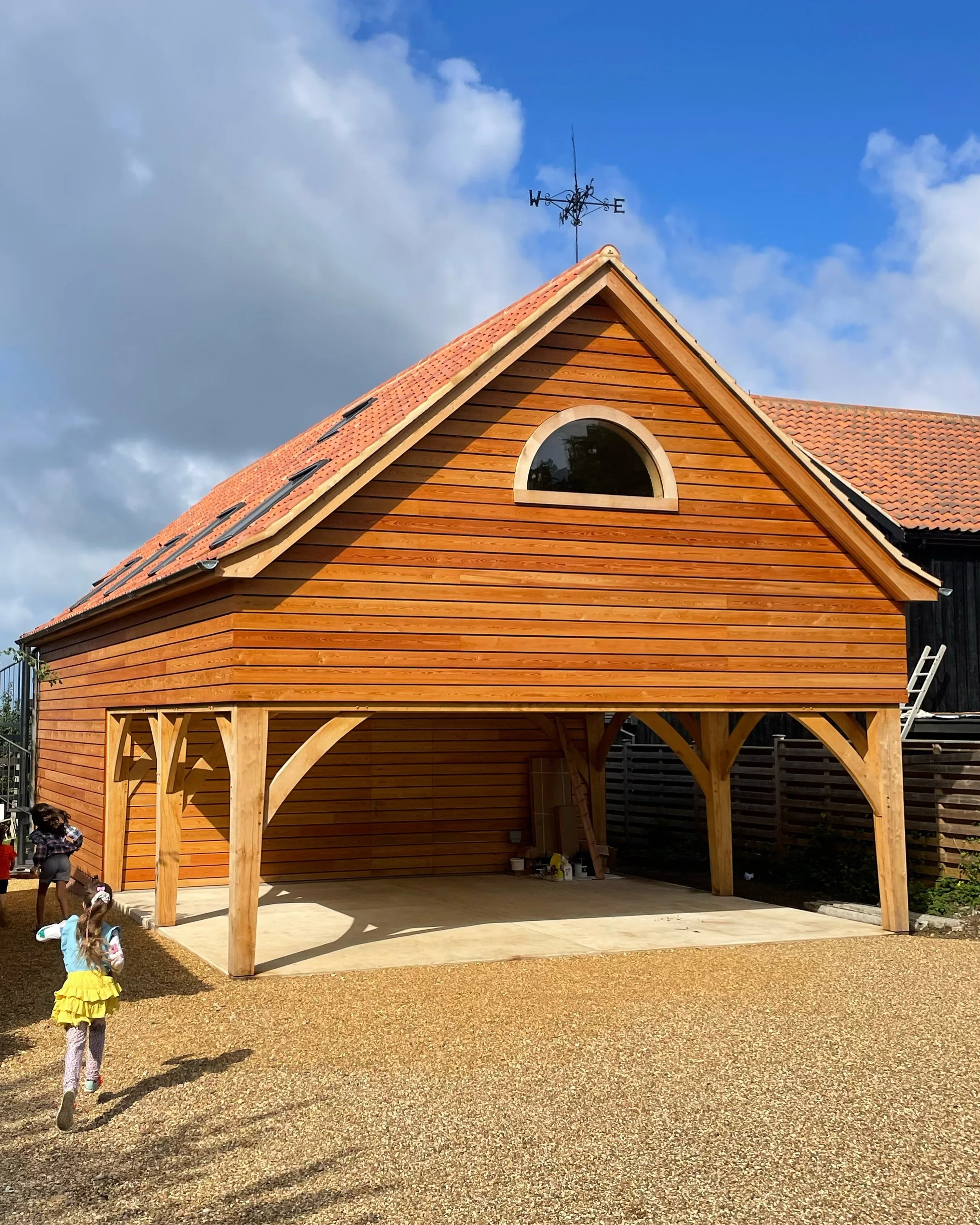 Oak frame, larch rainscreen cladding