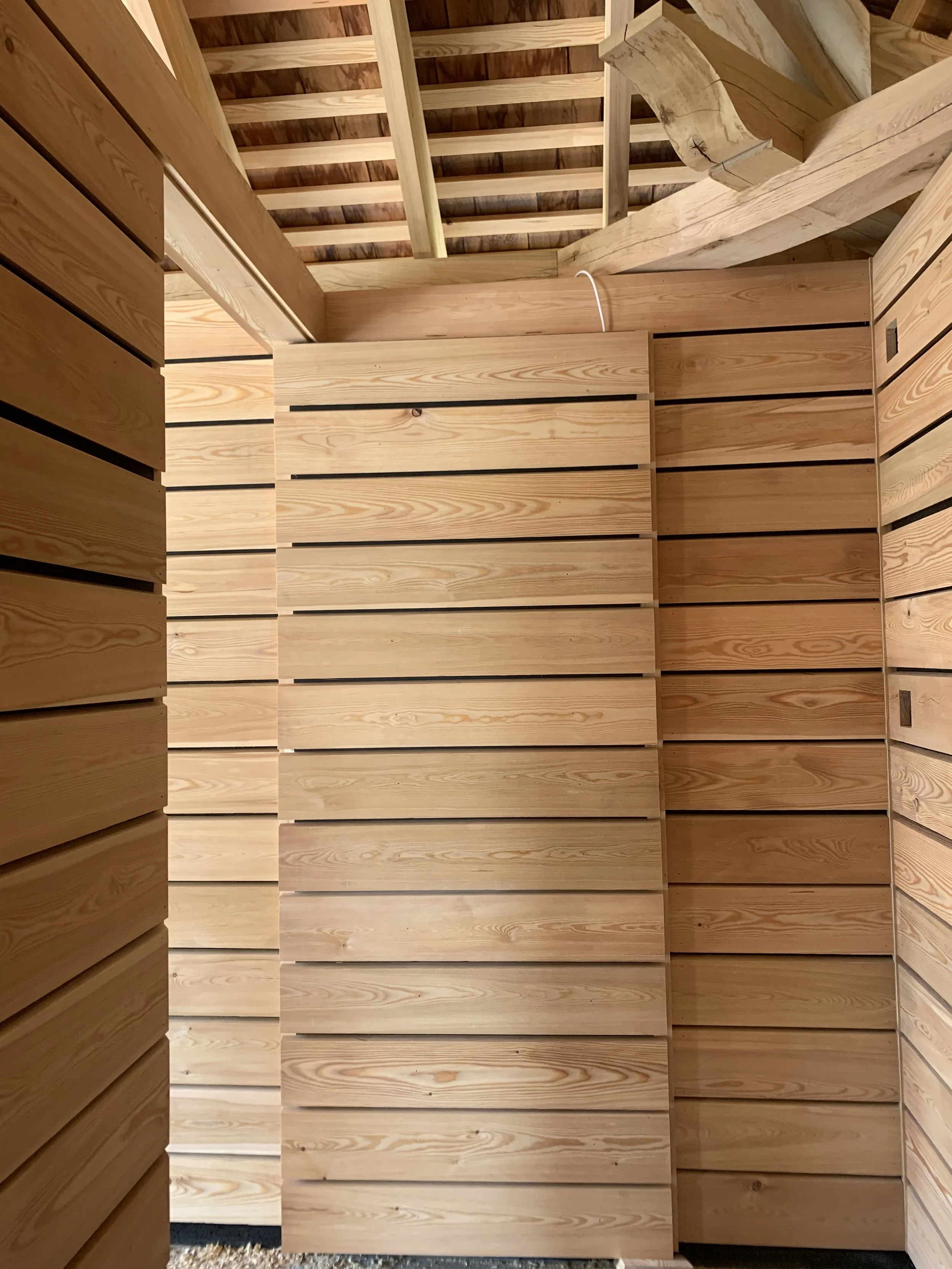 Siberian larch boarding to form changing rooms