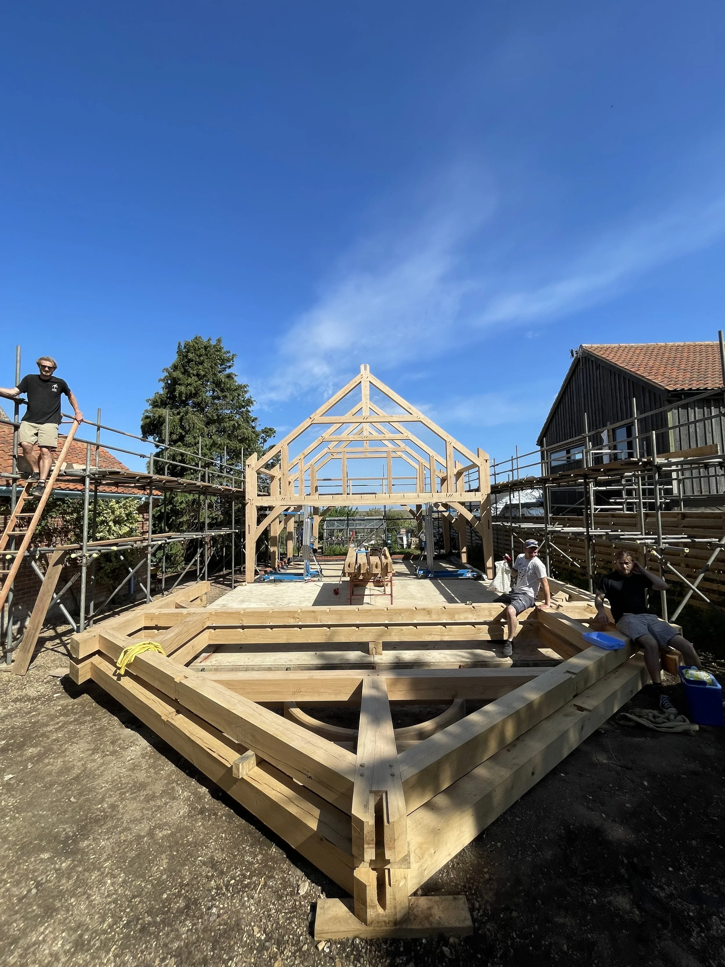 Trusses ready to be raised