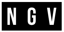 Black background with white rectangular blocks containing the letters N G V