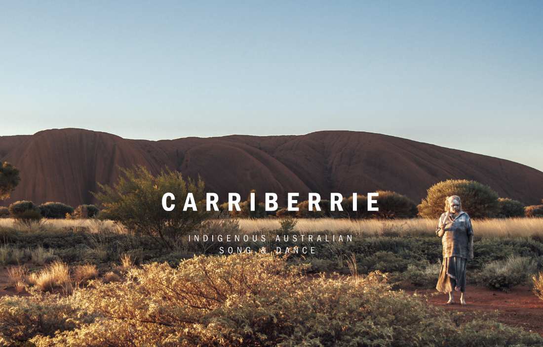 Explore TRIPLE AXEL - a revolutionary new platform designed to address talent retention, mentorship sIndigenous Australian woman standing in the desert with red soil, sparse bushes, and large reddish-brown rocky hills in the background during sunset.