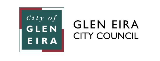 Logo for City of Glen Eira City Council, featuring a teal square with 'City of Glen Eira' and 'Glen Eira' in bold white letters, and the words 'Glen Eira City Council' in black text to the right.