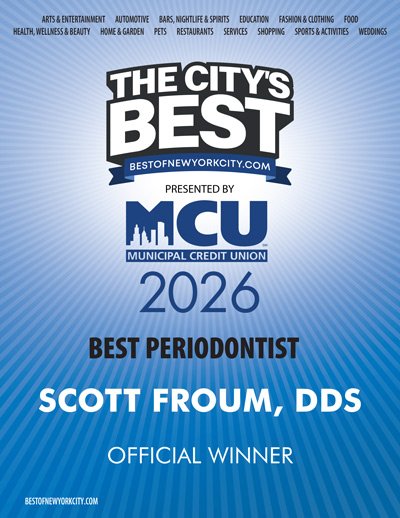 2026 best periodontist award for Dr. Scott Froum from Municipal Credit Union