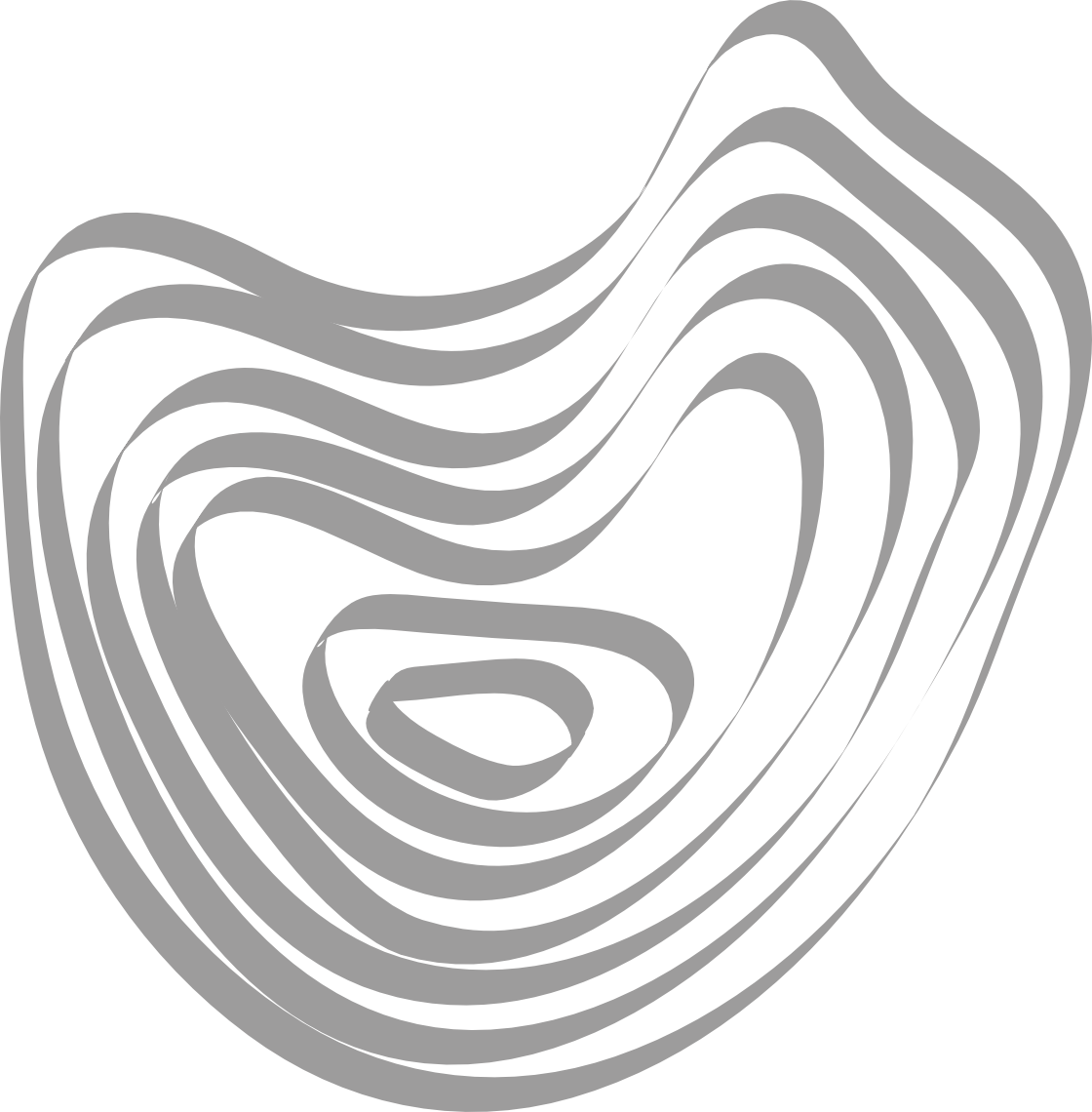 A black and white abstract pattern with flowing lines and concentric shapes.
