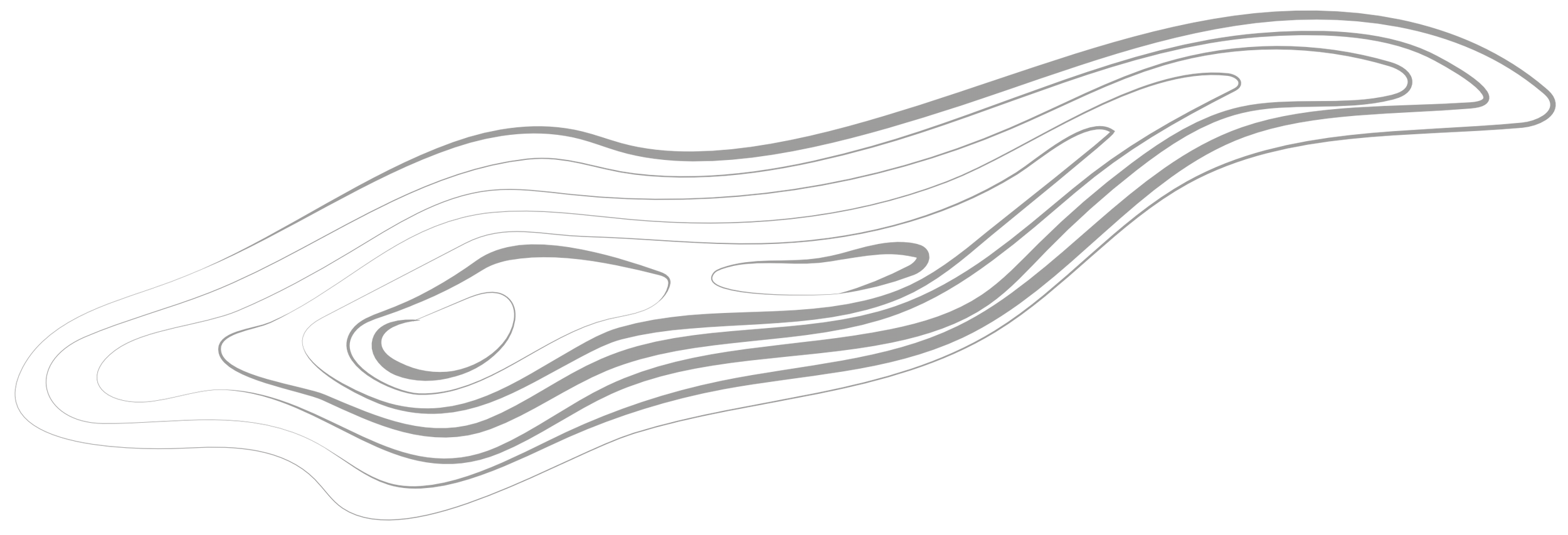 Gray contour lines on a black background forming a topographic map or abstract design.