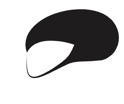 Black silhouette of a human head with a speech bubble near the mouth.