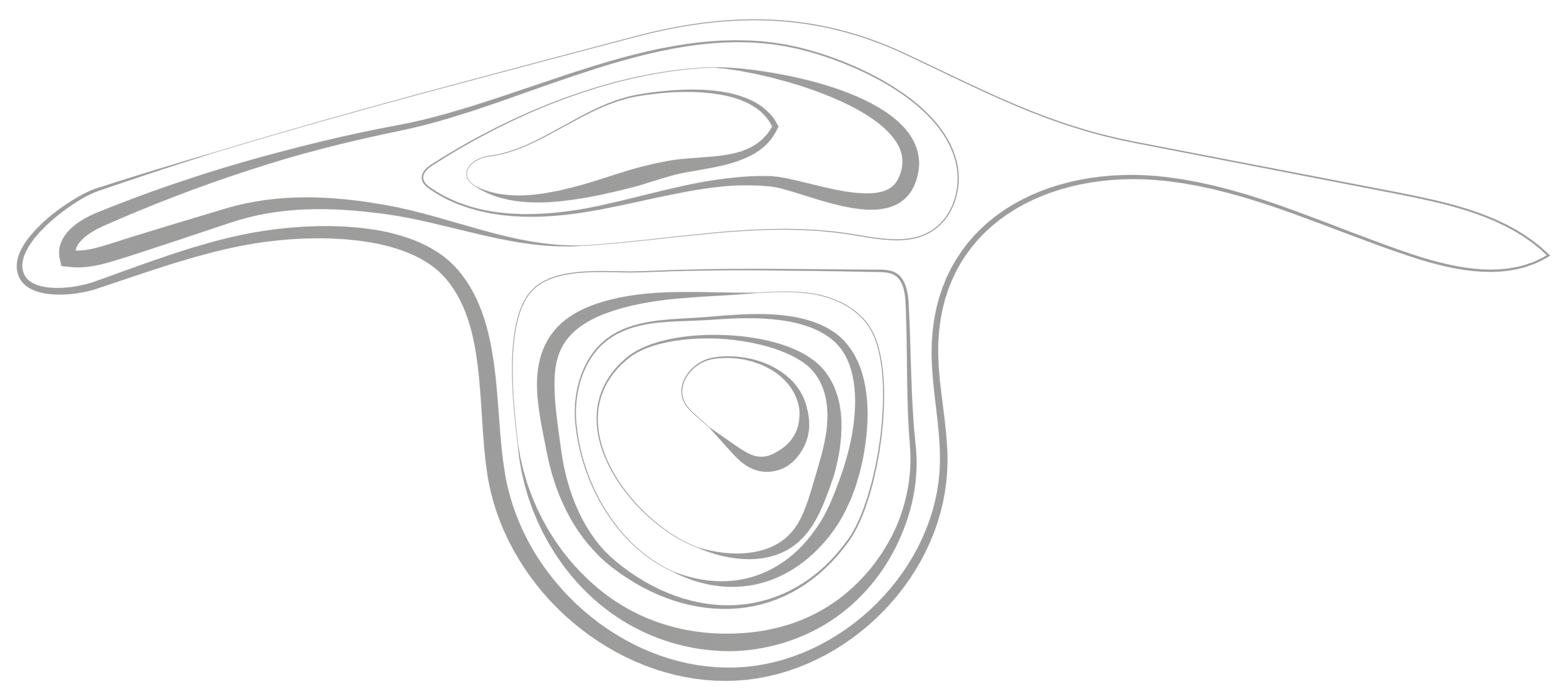 Topographic contour map of a geological formation or landscape with various elevation lines.