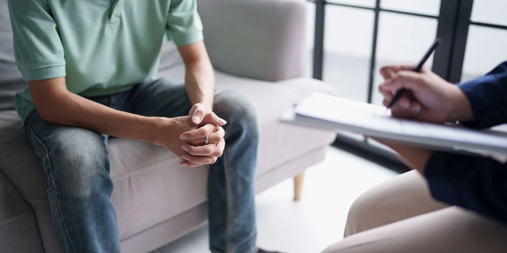 a person in therapy after realizing he needed anxiety therapy for men in toronto