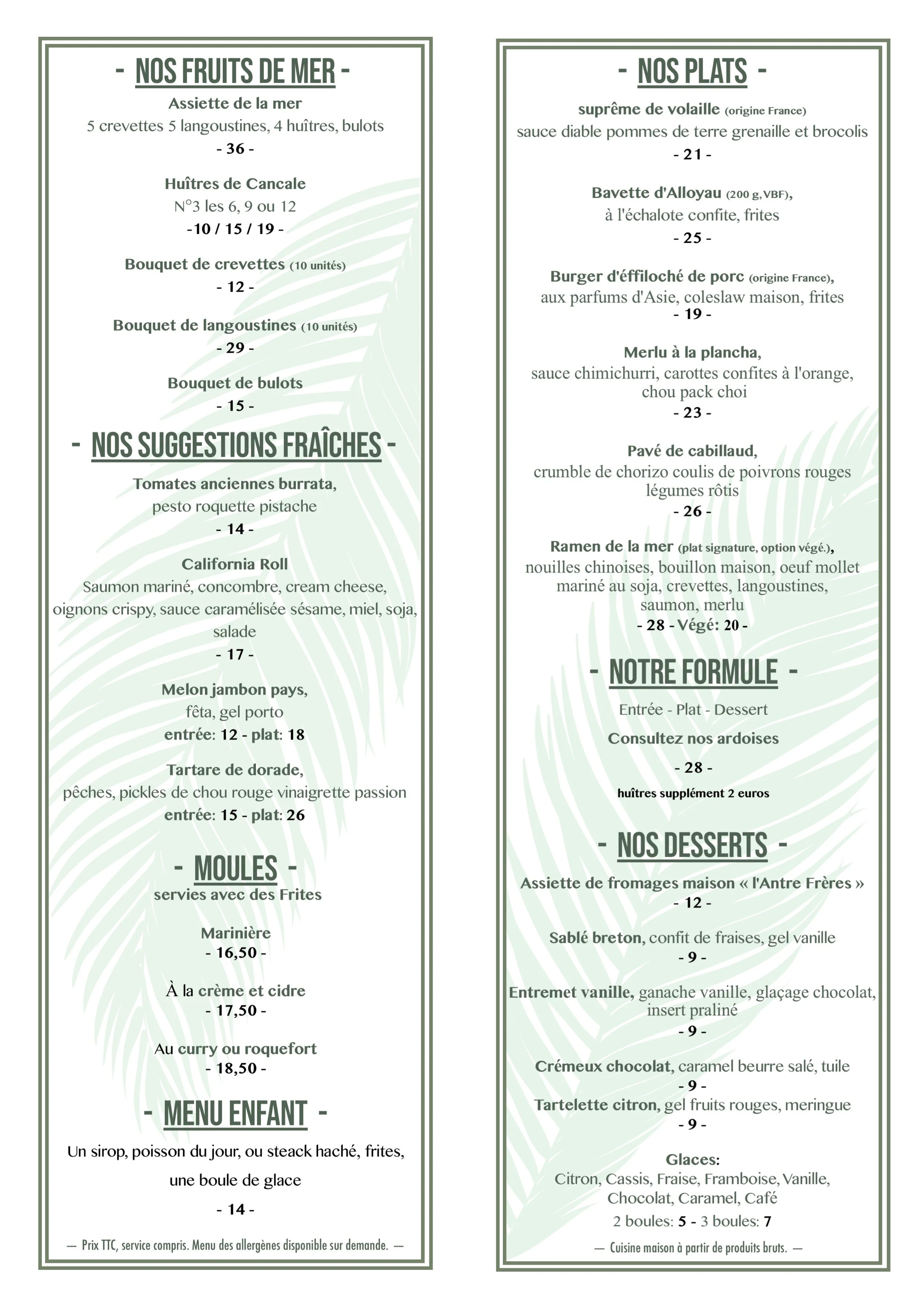 Menu Surcouf Cancale