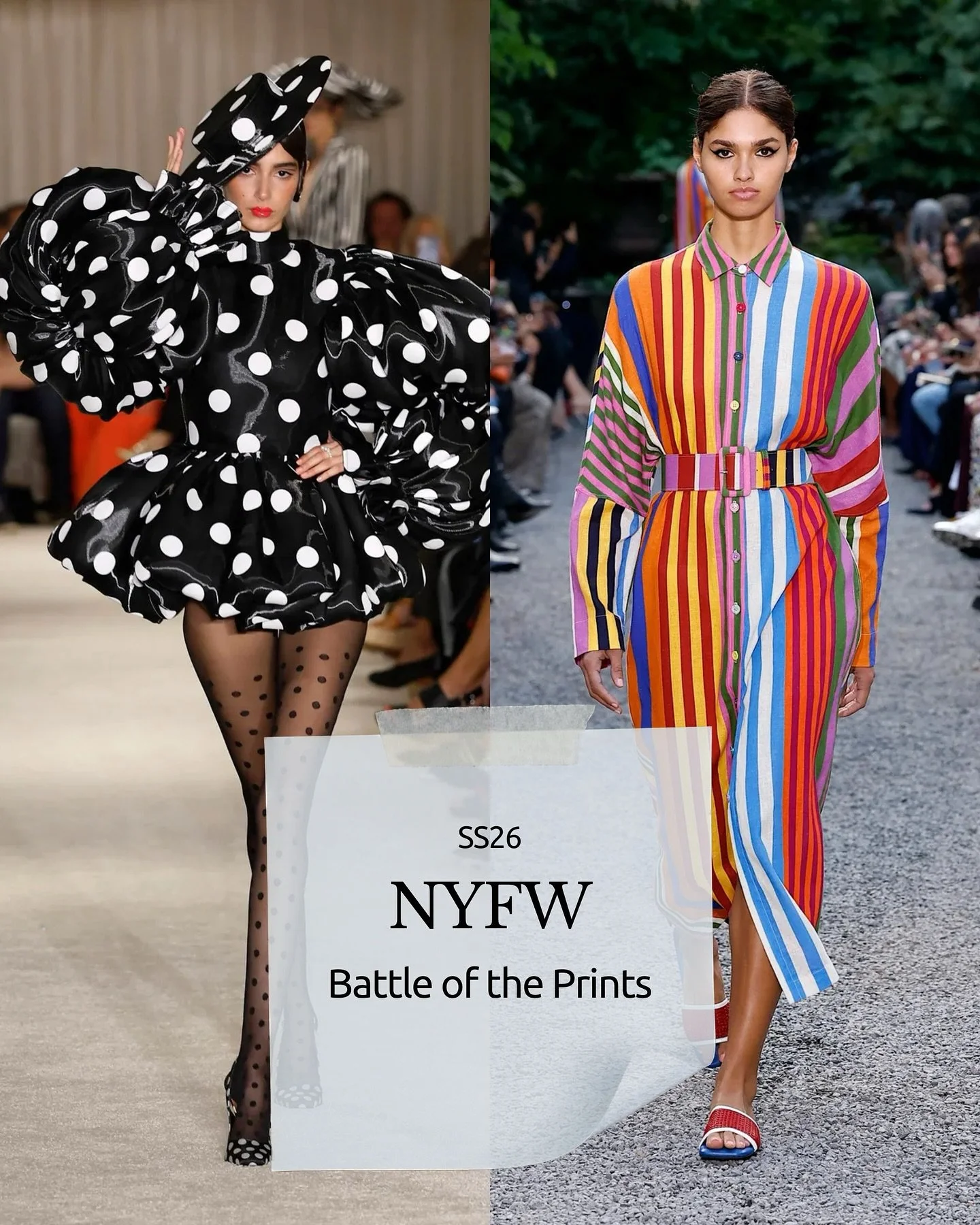 We are here for the NYFW SS26 Battle of the Prints: Stripes vs Dots.

Team Stripes:
&bull; Born practical, became iconic: the 1858 French Navy marini&egrave;re made stripes easy to spot at sea; Coco Chanel elevated it into chic daywear, and the rest 