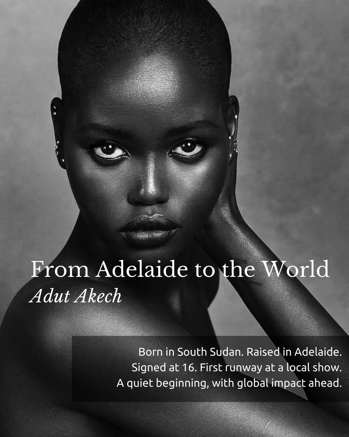 From Adelaide to the world stage, Adut Akech has redefined what it means to be an Australian model internationally.

Her journey, from local runway to global couture, is a testament to talent, resilience, and the power of representation.

More than a