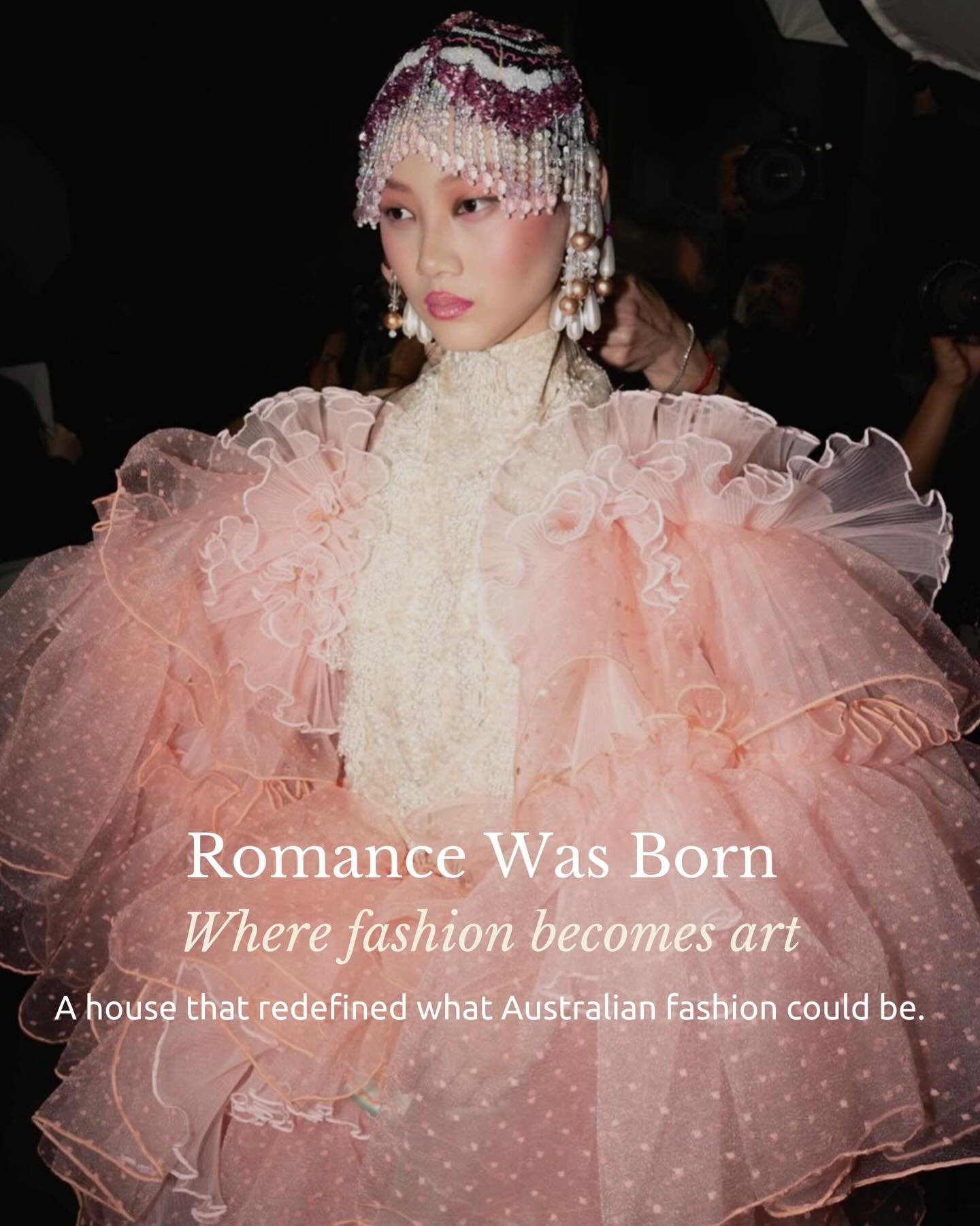 For two decades, Romance Was Born has challenged what Australian fashion can look like.

Blurring the line between art, craft, and storytelling, the house has built a world where collections function as cultural narratives, drawing collaboration and 