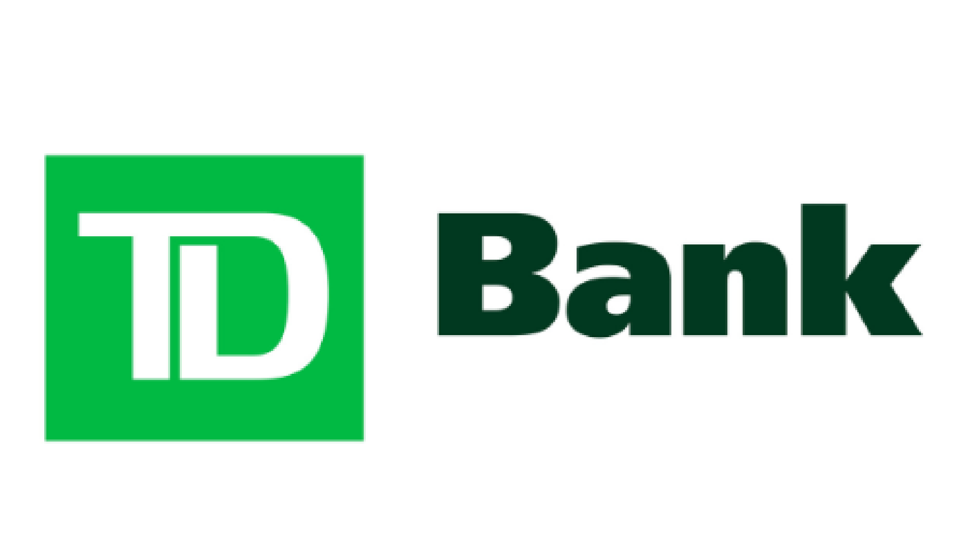 TD Bank logo with green square and white T and D, followed by the word 'Bank' in black text.