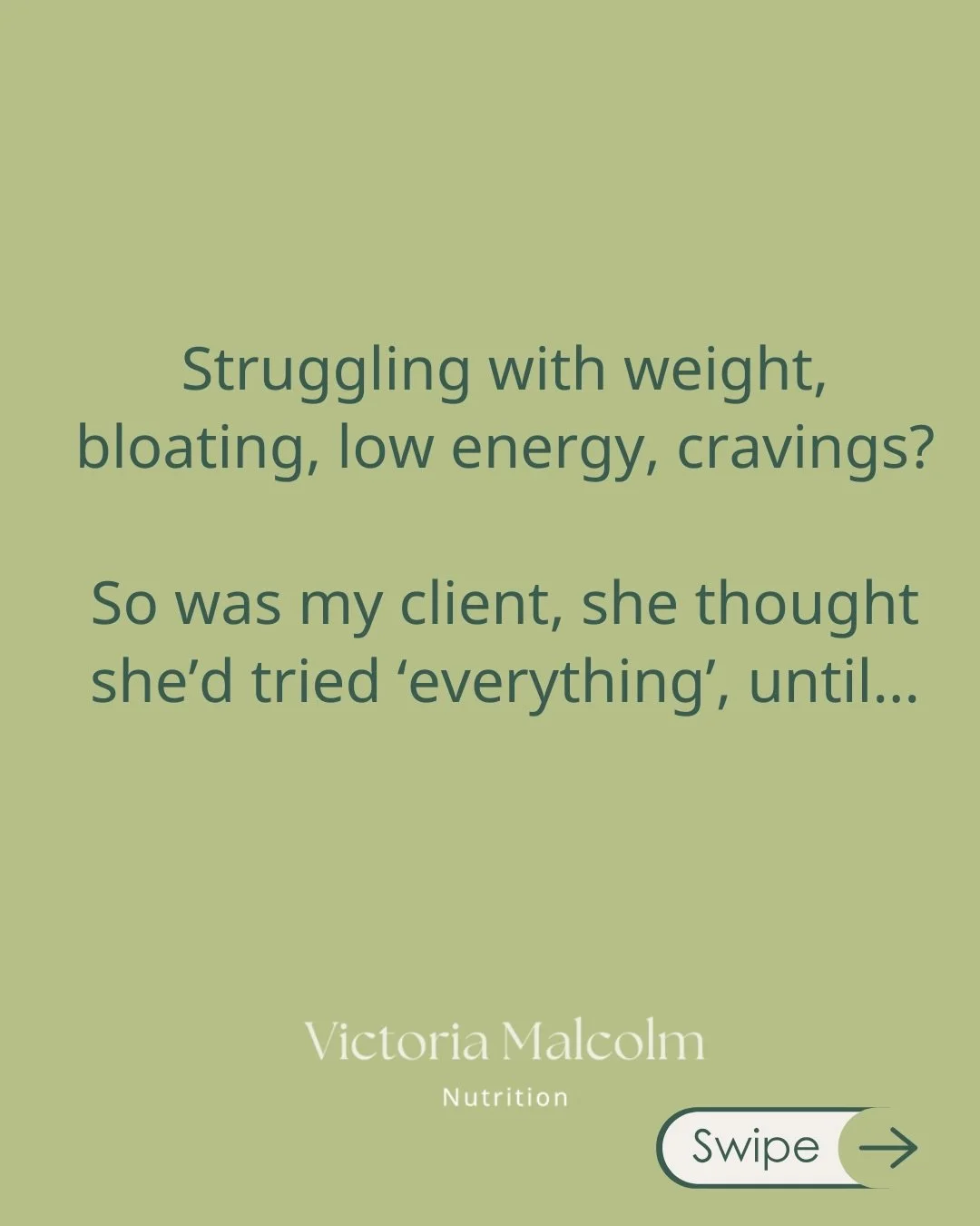 My client had tried everything, but she hadn&rsquo;t tried working with me. 

&lsquo;Victoria has worked with me over the last 6 months to improve my gut health, weight and general lifestyle. Through a comprehensive stool test and diet and wellbeing 