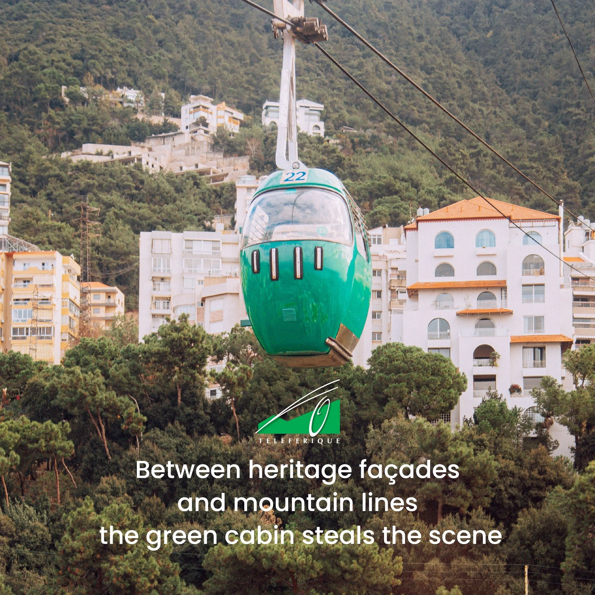 بين التراث والجبل &mdash; العربة الخضراء تخطف الأنظار.

Between heritage fa&ccedil;ades and mountain lines &mdash; the green cabin steals the scene.

#Teleferique #Harissa #Beirut #Jounieh #Lebanon #TeleferiqueLebanon #tourism #ourladyoflebanon #بيرو