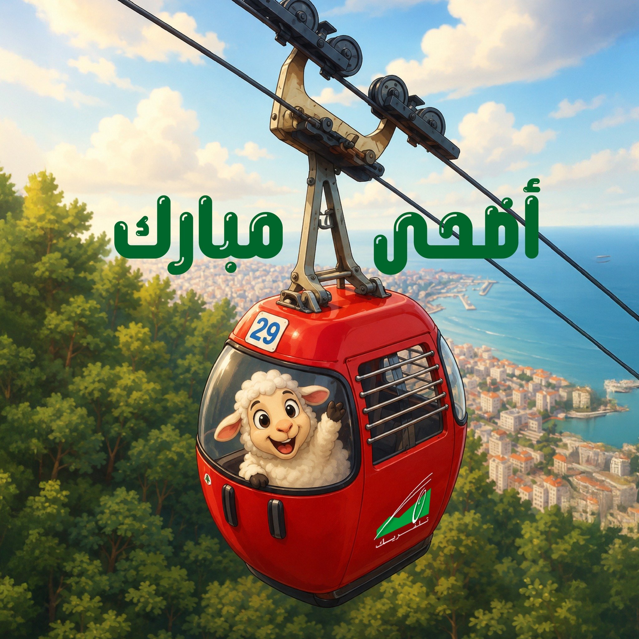 أضحى مبارك من تلفريك لبنان 🐑🚡
بهالعيد، خلّوا المشوار أخف، الضحكة أكبر، والذكريات أحلى&hellip; من قلب جونية لفوق حريصا.

Eid Mubarak from Teleferique Lebanon 🐑🚡
This Eid, make the ride lighter, the smiles bigger, and the memories even more special