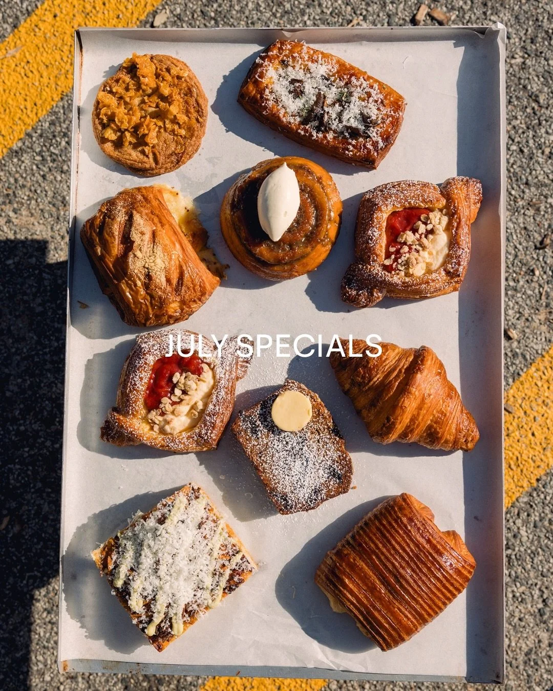 A fresh month calls for fresh pastries.

Whether you&rsquo;re here for something sweet, something savoury or just your daily coffee, July&rsquo;s cabinet has you covered. Try our new sticky date scroll, the mushroom danish, or the crispy potato, baco