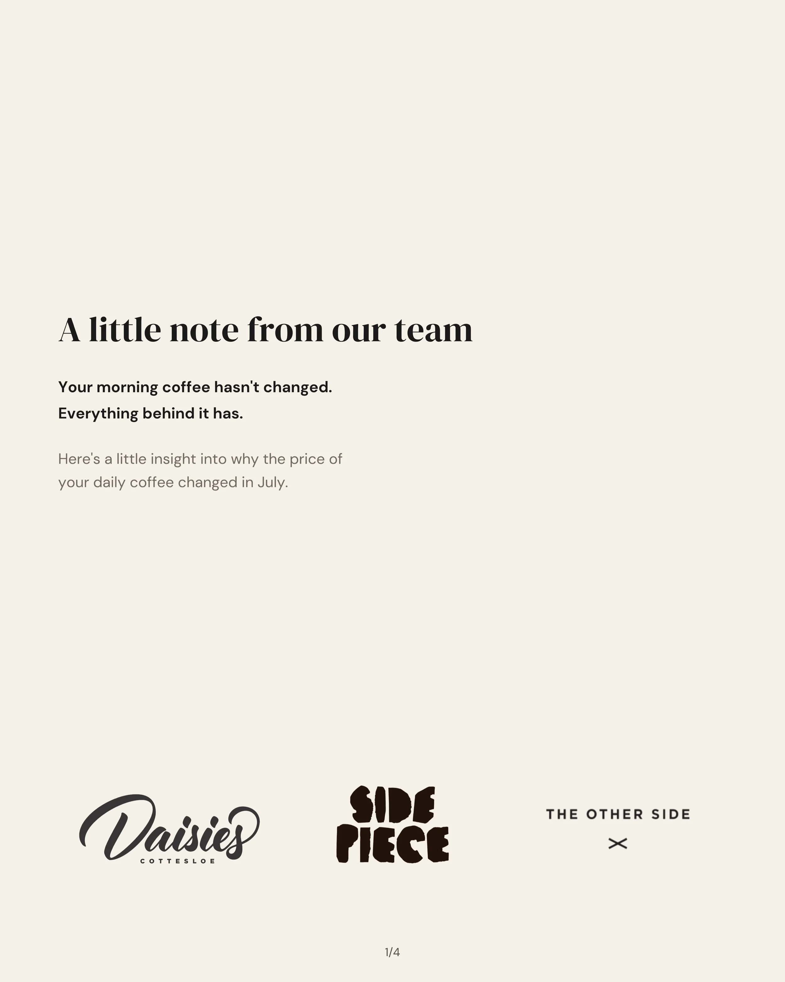 A little note from our team.