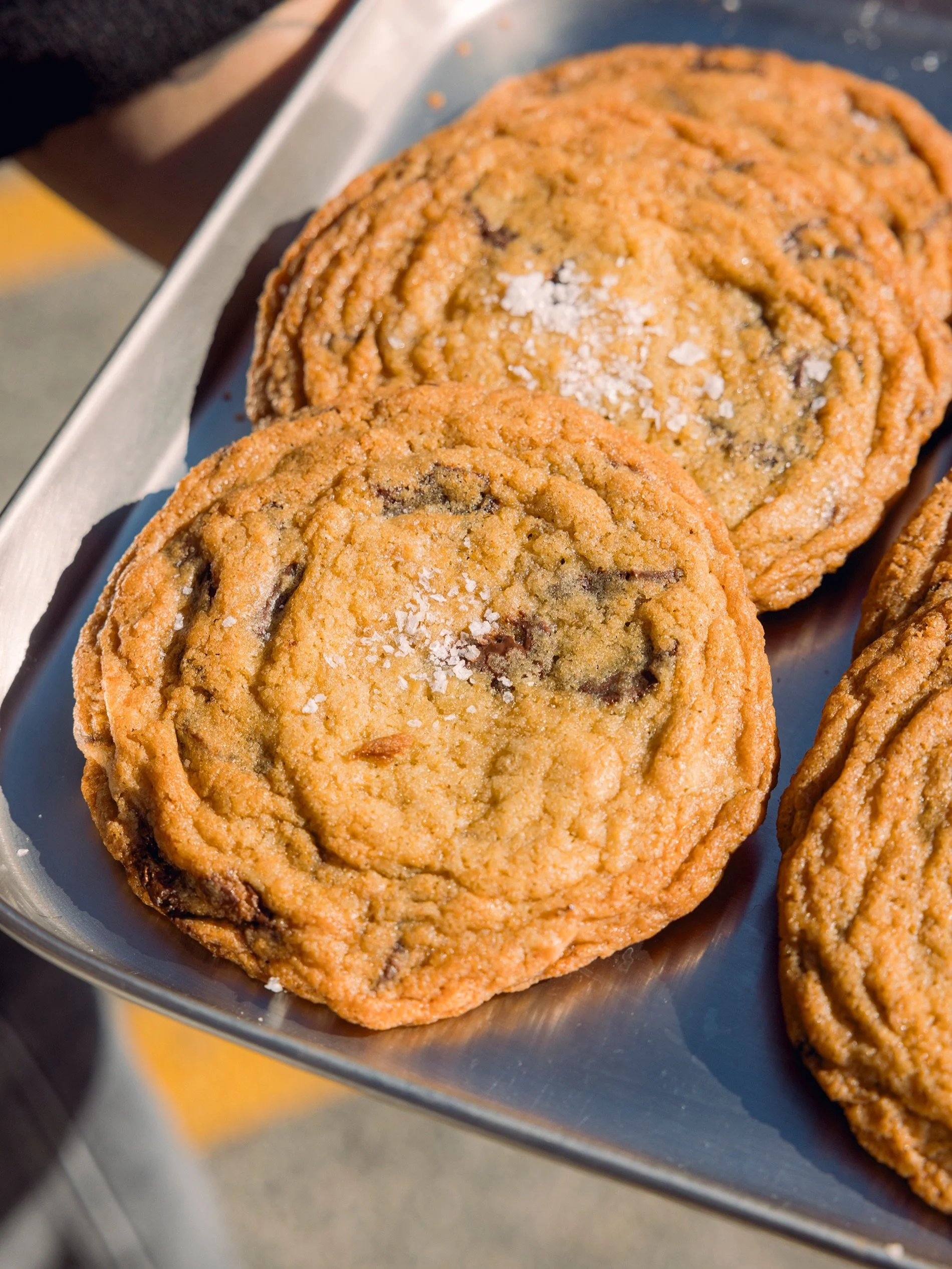 The classic chocolate chip + sea salt cookie. The one you come in for even when you said you weren&rsquo;t getting anything.

Hard to stop at one.