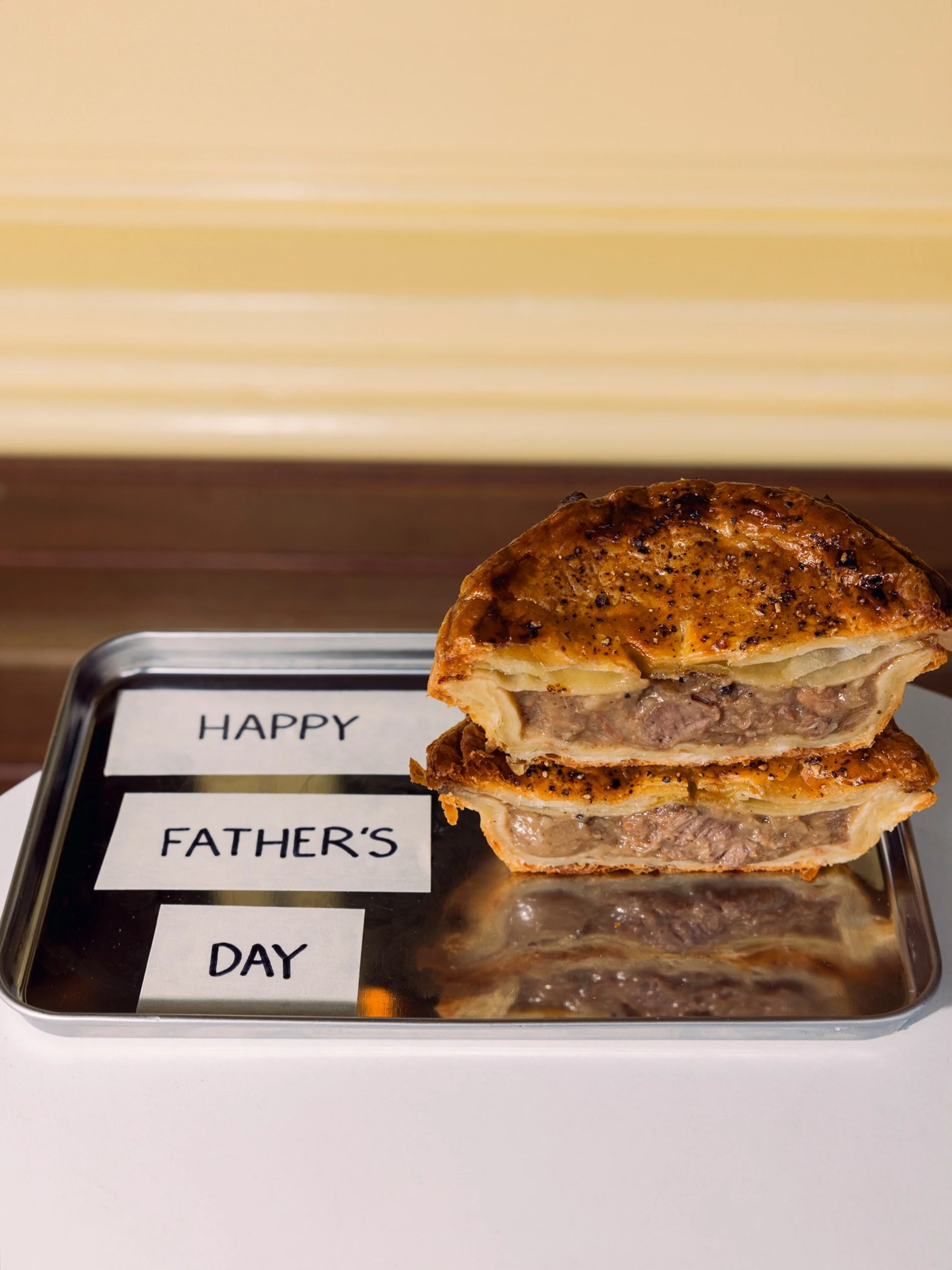 Dad deserves pie. And not just any pie.

Steak &amp; Ale - rich, saucy and wrapped in golden pastry. On the menu for Father&rsquo;s Day weekend only.

Get yours while it&rsquo;s here. Available until sold out