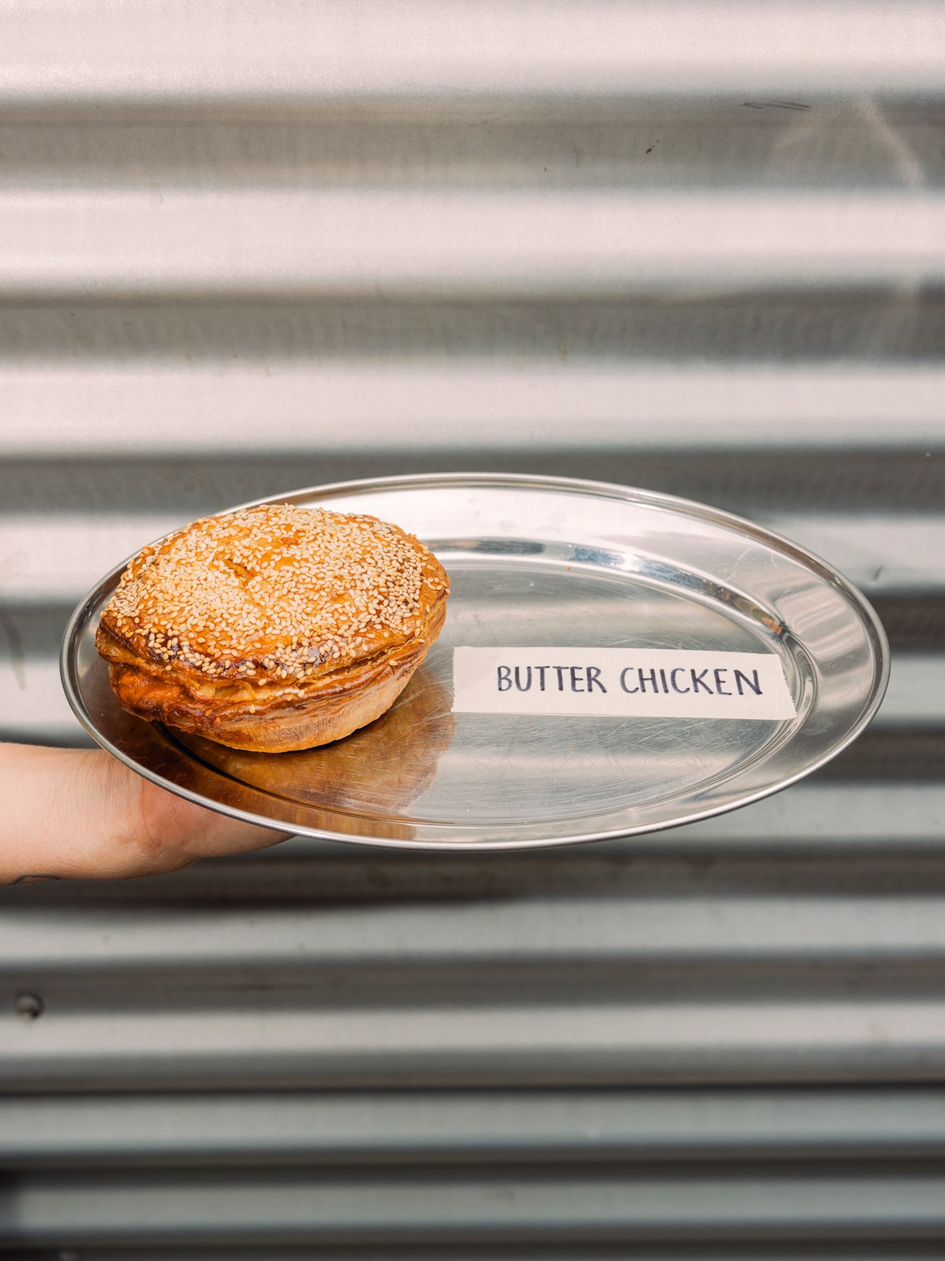 Butter chicken pie with herb yoghurt on the side. On the menu this month at Side Piece.

Available daily until sold out.