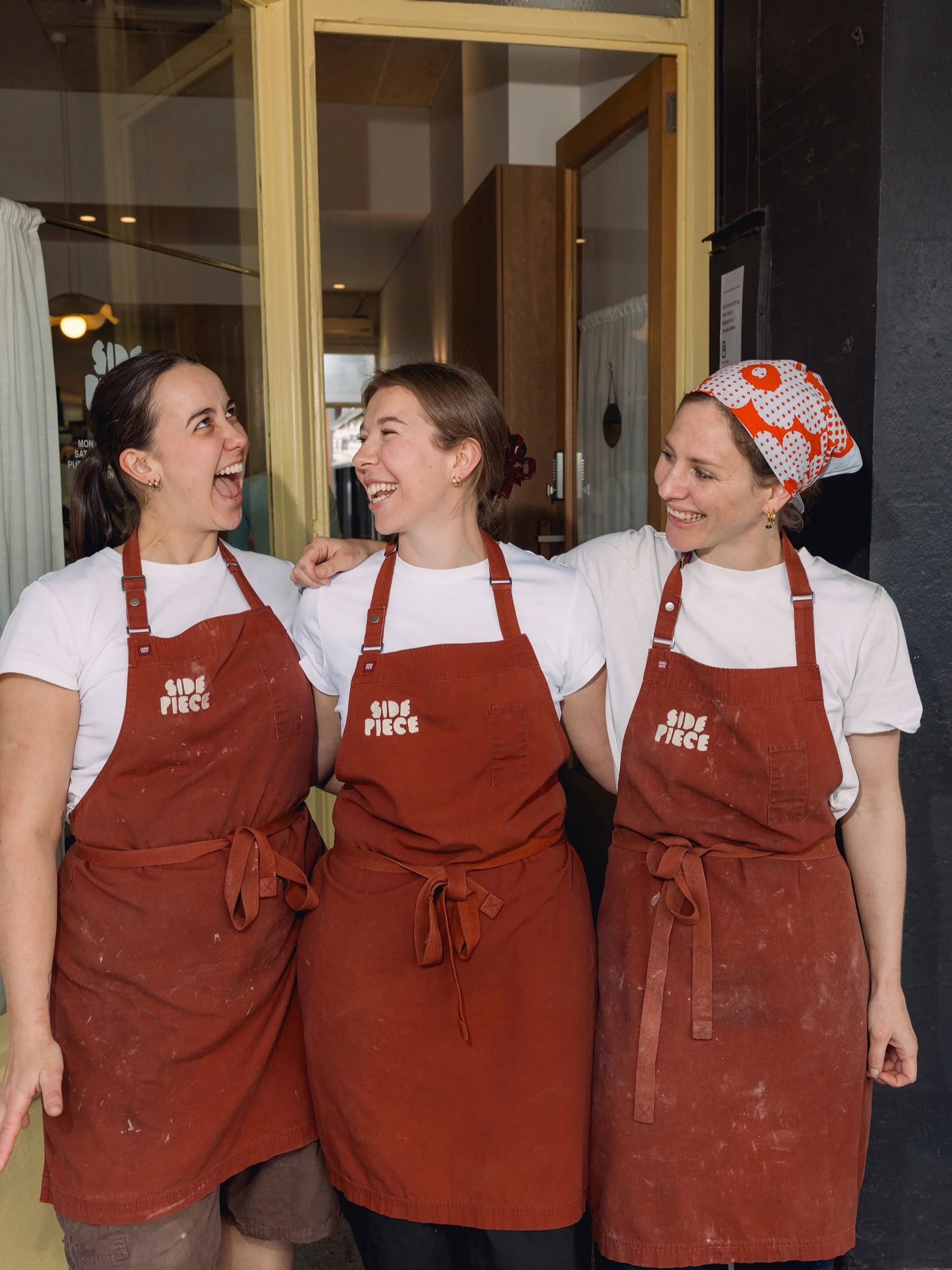 A little love for the girls behind the scenes. 

Liv, Eliza &amp; Eliza. Our baking goddesses keeping Side Piece stacked with the good stuff.

From early starts to trays fresh out of the oven, there&rsquo;s plenty of butter, flour covered aprons and 