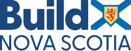 Build Nova Scotia logo with blue and yellow colors and a lion emblem.
