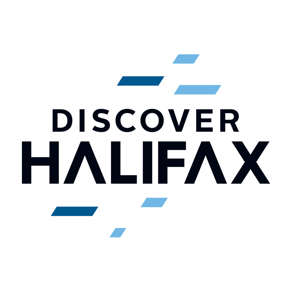 Logo with the text 'Discover Halifax' and stylized blue lines