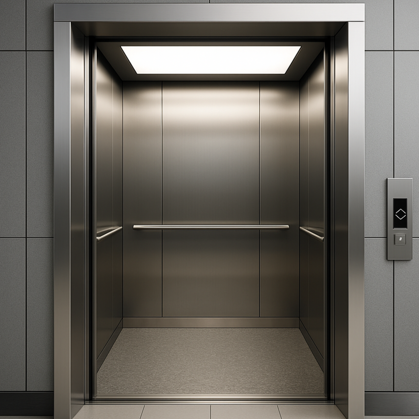 A Picture of a Commercial Elevator with the door open