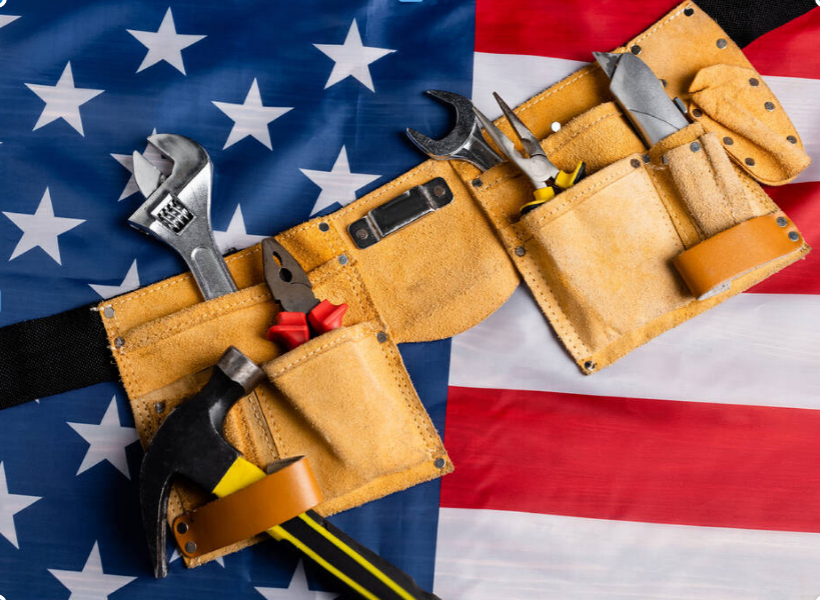 Image of Elevator Repair Tools on an American Flag