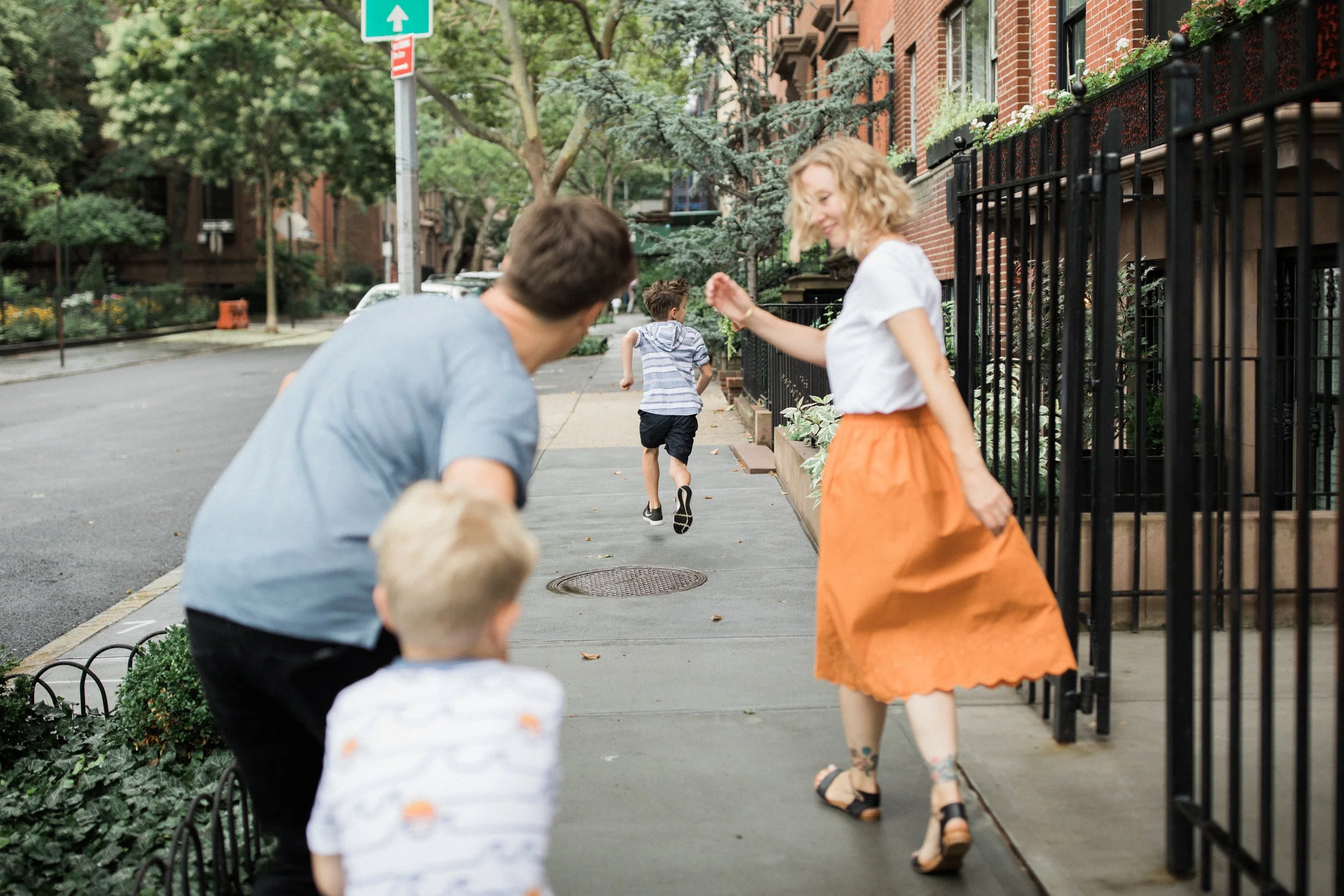 Brooklyn family runs joyfully through streets