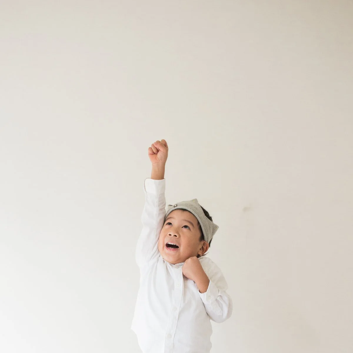Excited boy family photo