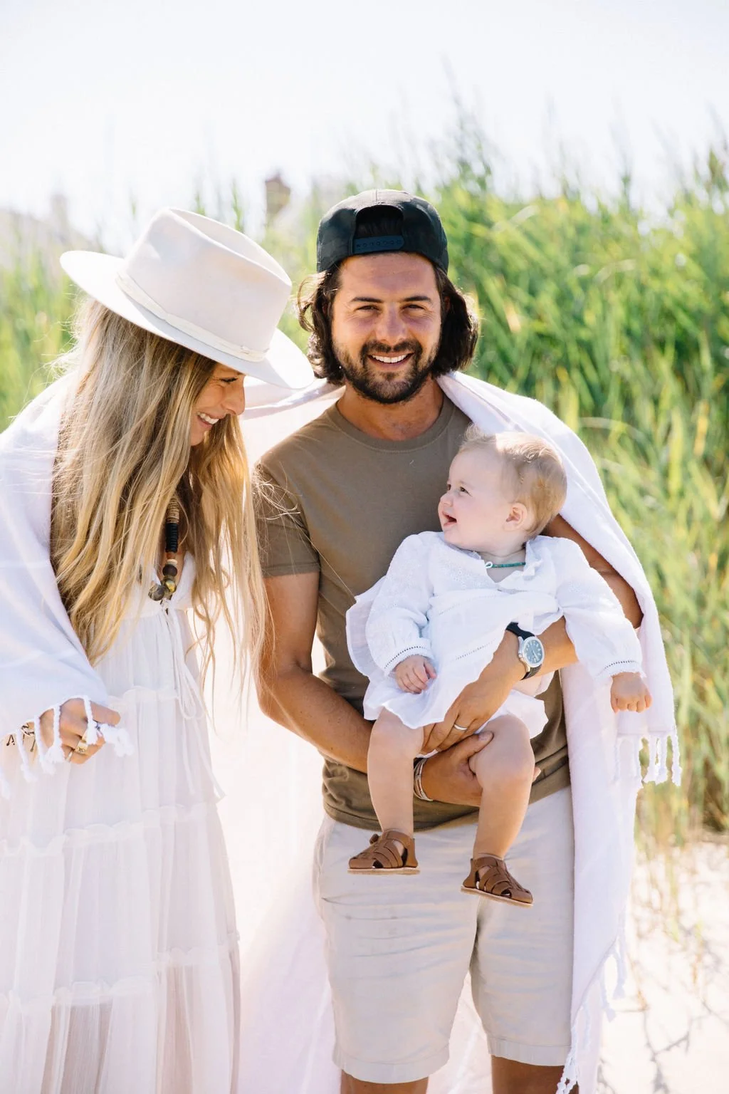 Hamptons Photographer on the beach with baby
