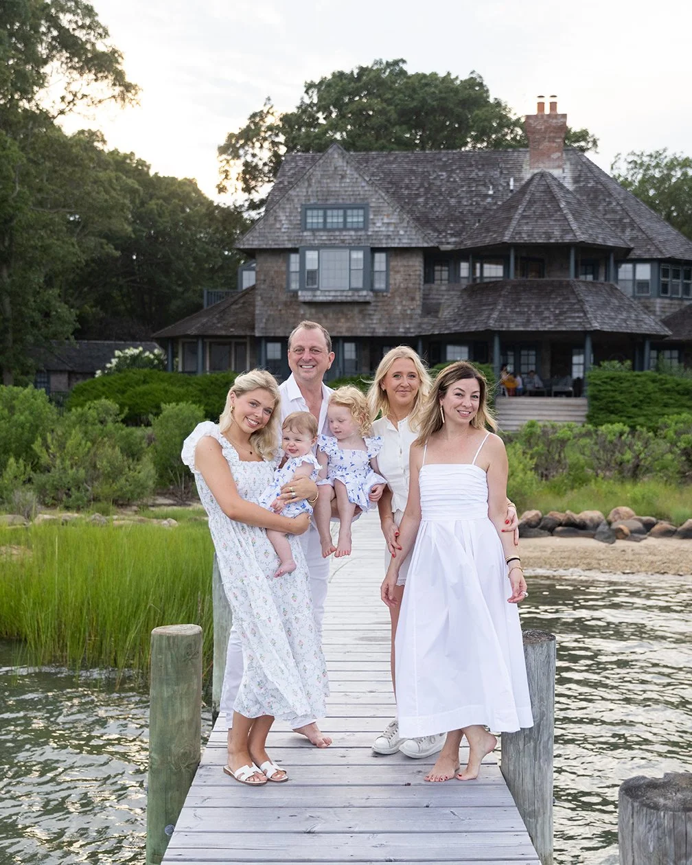 Shelter Island family photo on the dock