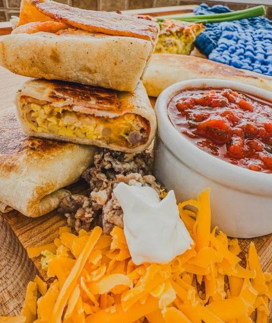 Photo of Boki's Kitchen 5-Ingredient Breakfast Bake Burrito with Salsa and Shredded Cheese